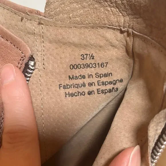 Free People Brown Leather Jack Zip Ankle Boots Lug Sole Size 7 Made in Spain - Picture 5 of 7